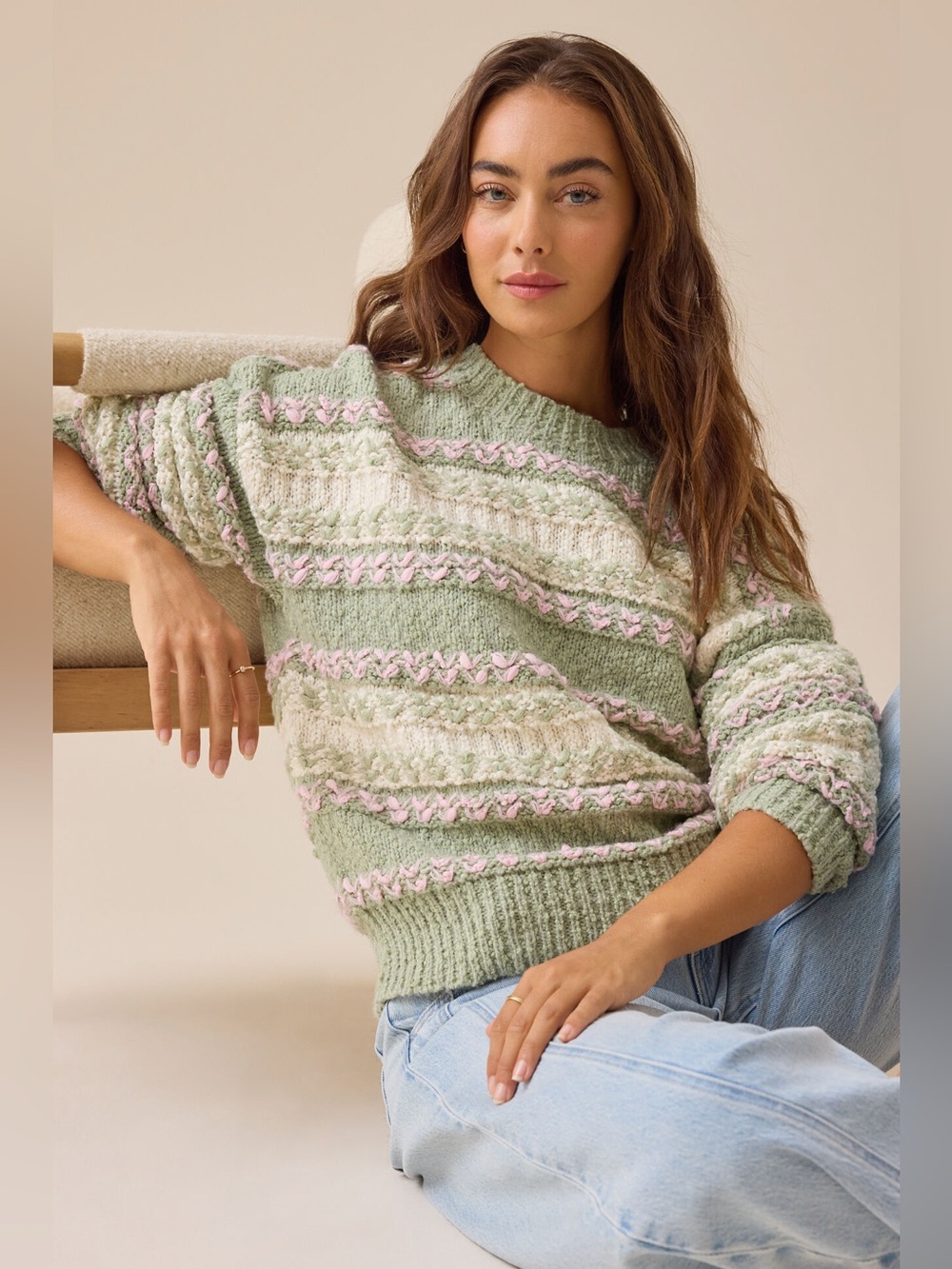 Altar’d State Katherine Textured Stripe Sweater